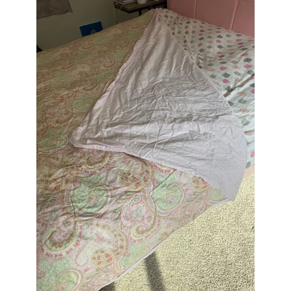 Kas Full Size Duvet Cover Pink Green Paisley Reversible Bohemian Bedding